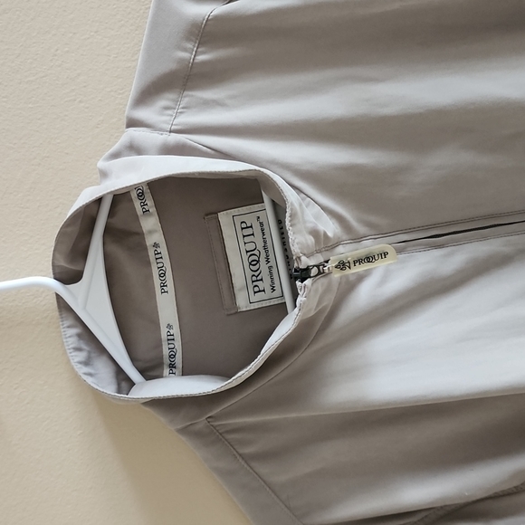 ProQuip WindShield Men's Jacket L Beige Weatherwear Removable Sleeves Full Zip - Picture 5 of 14